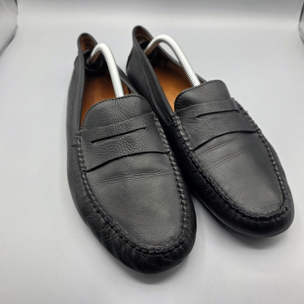 Bruno Parmigiani Penny Loafers Mens 45 Black‎ Leather Driving Moccasin READ